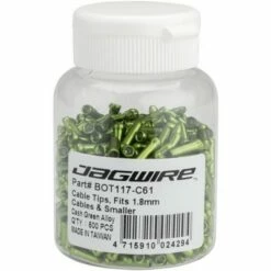 Jagwire Standard 1.8mm Cable End Crimps, Color Green Anodized, 500 count bottle