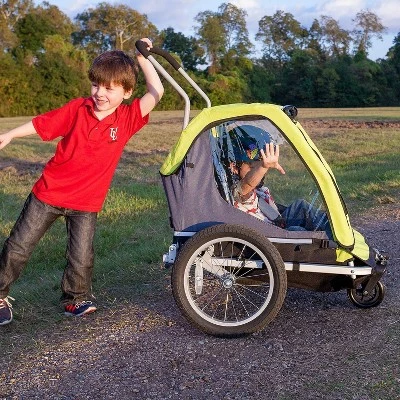 Cyclic Double 2 Seat Kids' Bike Trailer - Gray/Green 7 Cyclic Double 2 Seat Kids' Bike Trailer - Gray/Green - Image 5