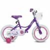 Joystar Fairy 14 Inch Kids Beginner Bike with Removable Training Wheels and White Handlebar Basket for Ages 3 to 5, Purple