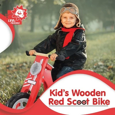 Leo & Friends Kid's' Wooden Red Scooter Bike 3 Leo & Friends Kid's' Wooden Red Scooter Bike