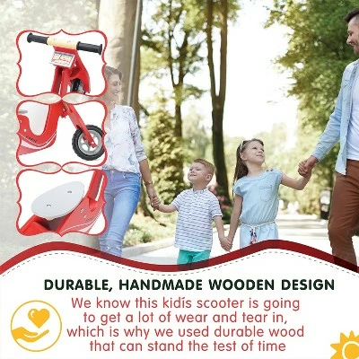 Leo & Friends Kid's' Wooden Red Scooter Bike 5 Leo & Friends Kid's' Wooden Red Scooter Bike - Image 3