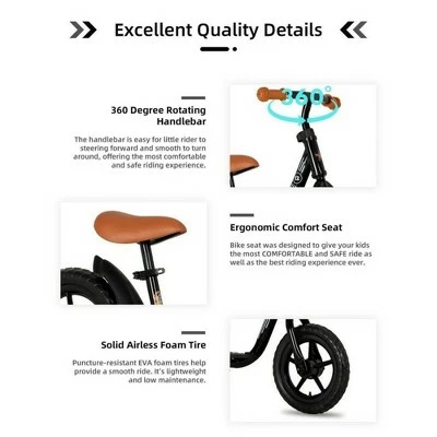 Joystar Roller No Pedal 12 Inch Kids Toddler Training Balance Bike Bicycle, with Step Through Frame and Footrests, for Ages 4 to 6, Black 6 Joystar Roller No Pedal 12 Inch Kids Toddler Training Balance Bike Bicycle, with Step Through Frame and Footrests, for Ages 4 to 6, Black - Image 4