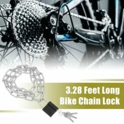 X AUTOHAUX Silver Zinc Plated 3.28 Feet Long Chain Lock with Padlock for Bicycle Cycling
