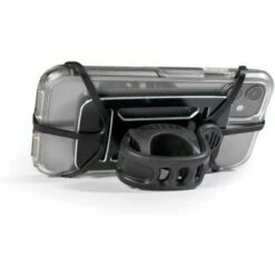 LEZYNE Smart Grip Bicycle Phone Mount, Universal Phone Mount, CNC Aluminum Frame, Rubber Strap, 2 Straps Fits Most Smartphones And Handlebars -Black