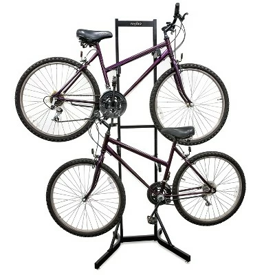 RaxGo Bike Storage Rack, 2 Bicycle Garage Floor Stand, Adjustable, Freestanding, Adjustable Hooks, For Mountain & Road bicycles, Universal For Indoor Use 4 RaxGo Bike Storage Rack, 2 Bicycle Garage Floor Stand, Adjustable, Freestanding, Adjustable Hooks, For Mountain & Road bicycles, Universal For Indoor Use - Image 2