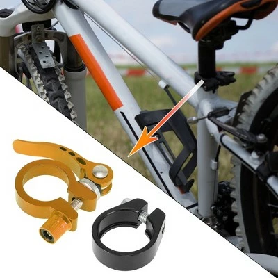 X AUTOHAUX 1 Set Bike Seat Post Clamp Quick Release Alumium Alloy 28.6 Gold Tone Black 3 X AUTOHAUX 1 Set Bike Seat Post Clamp Quick Release Alumium Alloy 28.6 Gold Tone Black