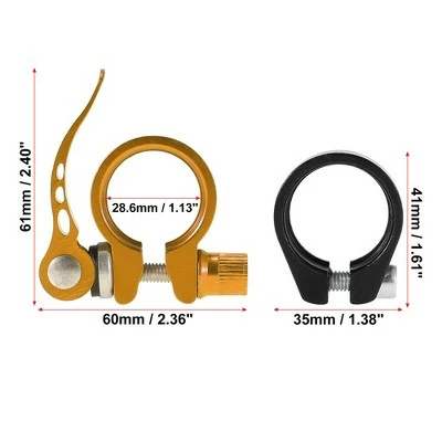 X AUTOHAUX 1 Set Bike Seat Post Clamp Quick Release Alumium Alloy 28.6 Gold Tone Black 4 X AUTOHAUX 1 Set Bike Seat Post Clamp Quick Release Alumium Alloy 28.6 Gold Tone Black - Image 2