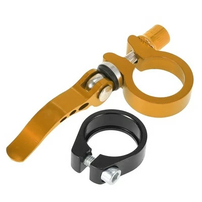 X AUTOHAUX 1 Set Bike Seat Post Clamp Quick Release Alumium Alloy 28.6 Gold Tone Black 6 X AUTOHAUX 1 Set Bike Seat Post Clamp Quick Release Alumium Alloy 28.6 Gold Tone Black - Image 4