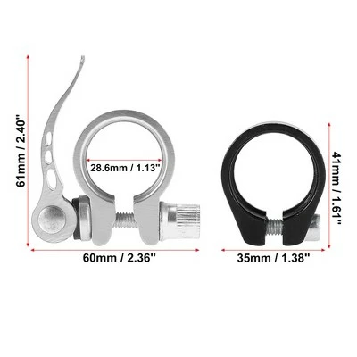 X AUTOHAUX 1 Set Bike Seat Post Clamp Quick Release Alumium Alloy 28.6 Silver Tone 4 X AUTOHAUX 1 Set Bike Seat Post Clamp Quick Release Alumium Alloy 28.6 Silver Tone - Image 2