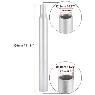 X AUTOHAUX 30.4x300 Bicycle Seat Post Alumum Alloy Bike Seat Tube Seatpost Silver Tone 4 X AUTOHAUX 30.4x300 Bicycle Seat Post Alumum Alloy Bike Seat Tube Seatpost Silver Tone - Image 2