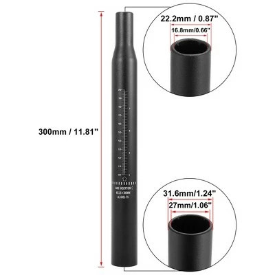 X AUTOHAUX 31.6x300 Bicycle Seat Post Alumum Alloy Seat Tube without Scale Mark Black 4 X AUTOHAUX 31.6x300 Bicycle Seat Post Alumum Alloy Seat Tube without Scale Mark Black - Image 2