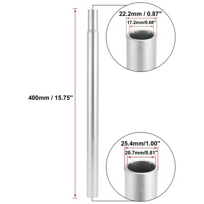 X AUTOHAUX 25.4x400 Bicycle Seat Post Alumum Alloy Cyclg Seat Post Tube Silver Tone 4 X AUTOHAUX 25.4x400 Bicycle Seat Post Alumum Alloy Cyclg Seat Post Tube Silver Tone - Image 2