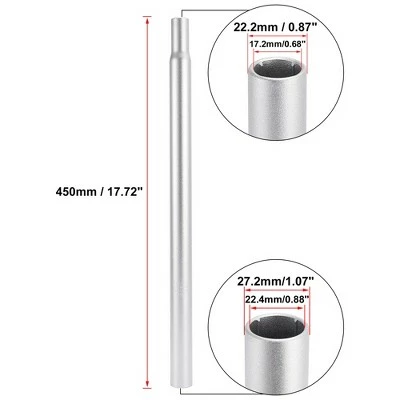 X AUTOHAUX 27.2x450 Bicycle Seat Post Alumum Alloy Bike Seat Tube Seatpost Silver Tone 4 X AUTOHAUX 27.2x450 Bicycle Seat Post Alumum Alloy Bike Seat Tube Seatpost Silver Tone - Image 2