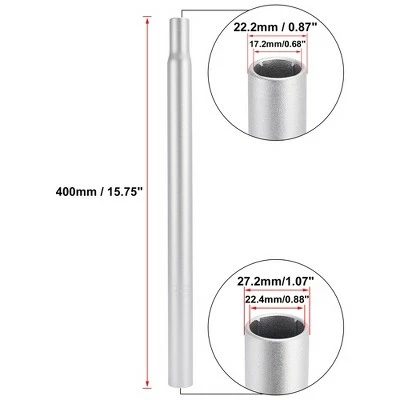 X AUTOHAUX 27.2x400 Bicycle Seat Post Tube Alumum Alloy without Scale Mark Silver Tone 4 X AUTOHAUX 27.2x400 Bicycle Seat Post Tube Alumum Alloy without Scale Mark Silver Tone - Image 2