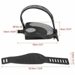 X AUTOHAUX Pair Bicycle Pedals 9/16" Spindle Platform Non Slip Black Gray w Belts Strap