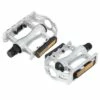 X AUTOHAUX Pair Silver Tone Black Alumnium Alloy Pedals for Bicycle Cycling Bike Pedals 4.3" x 2.6" x 0.9"