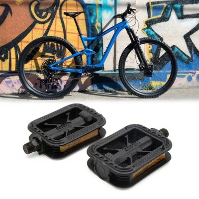 X AUTOHAUX Pair Plastic Anti Slip Axle Flat Platform Pedals for Bicycle Cycling Bike Pedals Black 4.5 x 2.7 x 0.99" 3 X AUTOHAUX Pair Plastic Anti Slip Axle Flat Platform Pedals for Bicycle Cycling Bike Pedals Black 4.5 x 2.7 x 0.99"