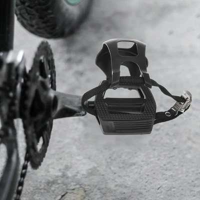 Unique Bargains Road Bicycle 9/16" Spindle Platform with Toe Clips Fixed Foot Strap Bike Pedals Black 6.77"x4.49"x3.94" 1 Pair 3 Unique Bargains Road Bicycle 9/16" Spindle Platform with Toe Clips Fixed Foot Strap Bike Pedals Black 6.77"x4.49"x3.94" 1 Pair