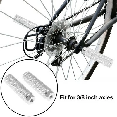 Unique Bargains Aluminum Alloy Wave Stripes Axle Rear Foot Pegs for BMX MTB Bicycle Bike Pedals Silver Tone 3.94"x1.10" 1 Pair 3 Unique Bargains Aluminum Alloy Wave Stripes Axle Rear Foot Pegs for BMX MTB Bicycle Bike Pedals Silver Tone 3.94"x1.10" 1 Pair