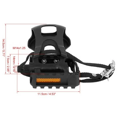 Unique Bargains Pair Road Mountain Bike Pedals with Toe Clips Foot Strap Bike Pedals 5.71"x4.53"x3.54" 2 Pcs 5 Unique Bargains Pair Road Mountain Bike Pedals with Toe Clips Foot Strap Bike Pedals 5.71"x4.53"x3.54" 2 Pcs - Image 3