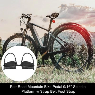Unique Bargains Pair Road Mountain with Strap Belt Foot Strap Bike Pedals Black 5.12"x4.72"x2.09" 2 Pcs 3 Unique Bargains Pair Road Mountain with Strap Belt Foot Strap Bike Pedals Black 5.12"x4.72"x2.09" 2 Pcs