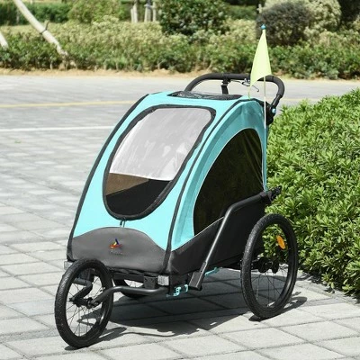 Aosom Child Bike Trailer 3 In1 Foldable Jogger Stroller Baby Stroller with Shock Absorber System 3 Aosom Child Bike Trailer 3 In1 Foldable Jogger Stroller Baby Stroller with Shock Absorber System