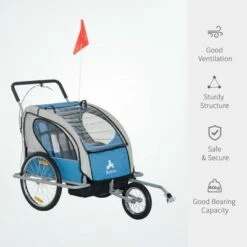 Aosom Elite 2-In-1 Three-Wheel Bike Trailer & Jogger for Two Children with 2 Security Harnesses & Storage -US Bikes & Cycling Sales 2023 unnamed file 6920