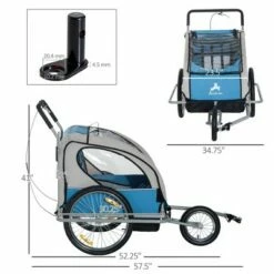 Aosom Elite 2-In-1 Three-Wheel Bike Trailer & Jogger for Two Children with 2 Security Harnesses & Storage -US Bikes & Cycling Sales 2023 unnamed file 6921