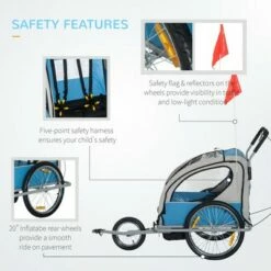 Aosom Elite 2-In-1 Three-Wheel Bike Trailer & Jogger for Two Children with 2 Security Harnesses & Storage -US Bikes & Cycling Sales 2023 unnamed file 6922