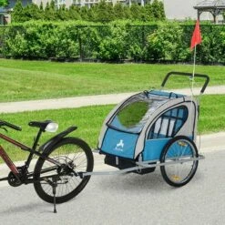 Aosom Elite 2-In-1 Three-Wheel Bike Trailer & Jogger for Two Children with 2 Security Harnesses & Storage -US Bikes & Cycling Sales 2023 unnamed file 6923