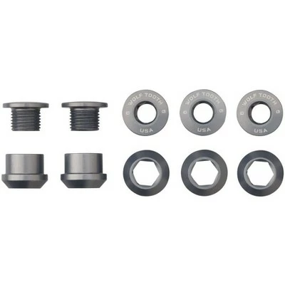 Wolf Tooth 1x Chainring Bolt Set - 6mm, Dual Hex Fittings, Set/5, Gun Metal 3 Wolf Tooth 1x Chainring Bolt Set - 6mm, Dual Hex Fittings, Set/5, Gun Metal