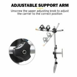 Fieryred 2 Bike Adjustable Bolt On 75 Pound Capacity Spare Tire Rack with Mounting Frame, Bike Unit Frame, Rubber Cut Out, and Locking Knob, Black