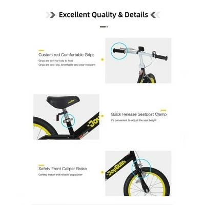 Joystar Striker Lightweight Carbon Steel Kids Pedal-less Balance Training Bike with 16 Inch Wheels for 5 to 8 Year Olds, Black 4 Joystar Striker Lightweight Carbon Steel Kids Pedal-less Balance Training Bike with 16 Inch Wheels for 5 to 8 Year Olds, Black - Image 2