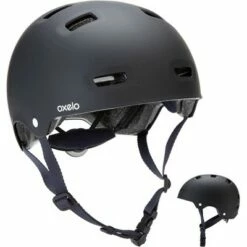 Decathlon Btwin Bowl 500, Kids BMX and Skating Helmet - Medium, Black