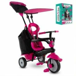 smarTrike 6654100 Kids Adjustable 4 in 1 Vanilla Plus Baby and Toddler Tricycle Push Ride On Toy for ages 15 Months to 3 Years, Pink