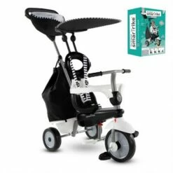 smarTrike 6654200 Kids Adjustable 4 in 1 Vanilla Plus Baby and Toddler Tricycle Push Ride On Toy for ages 15 Months to 3 Years, Black