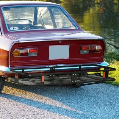 Aosom Folding Cargo Carrier with 500 lbs Capacity, 59‘’x19''x6'' Hitch Mount Luggage Basket Fits 2'' Receiver for Car SUV Traveling 4 Aosom Folding Cargo Carrier with 500 lbs Capacity, 59‘’x19''x6'' Hitch Mount Luggage Basket Fits 2'' Receiver for Car SUV Traveling - Image 2